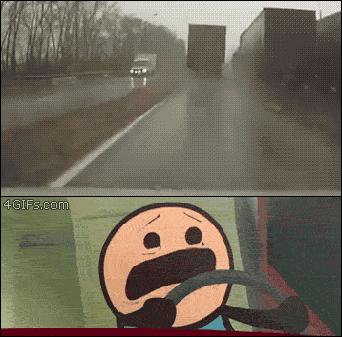 Freaked out driver in Cyanide And Happiness