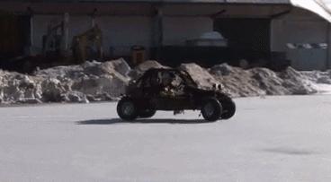 Buggy sinks in frozen lake