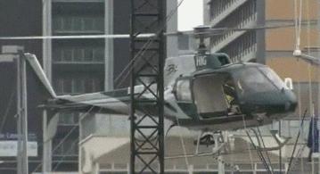 Helicopter hits scaffolding