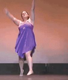 Fat chick falls on stage while dancing