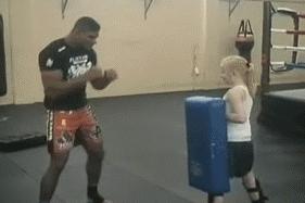 Fighter training with girl