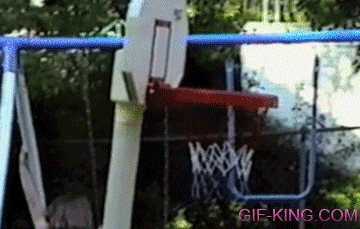 Kid Gets Trapped In Basketball Hoop