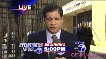 Woman Falls In Background Of News Report