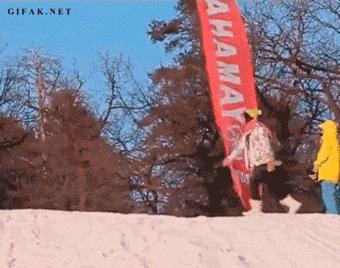 Girl Almost Gets Skis to the Face