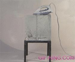 Hot Iron Melting Through Ice Cube