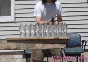 Knife Cutting 10 Bottles